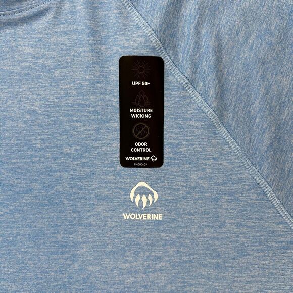 Wolverine Brand Adult Medium Blue Poly Blend Short Sleeve Shirt - Picture 3 of 12